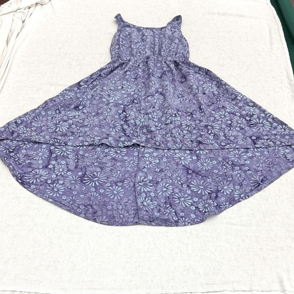 Batik Bali, Floral Purple and blue 100% rayon kids sleeveless Med Dress (mlb)